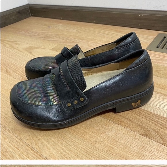 Alegria Shoes - Alegria Leather Heeled Loafers Sz 41 Black